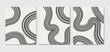 © Idee khan - A set of three minimalist abstract line art prints featuring continuous curved black lines on a light beige background. This modern and elegant geometric design is perfect for contemporary home decor