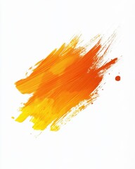 Poster - Vibrant brushstroke in shades of yellow and orange on a clean white backdrop creating a bold artistic statement