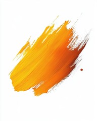 Poster - Vibrant stroke of orange and yellow paint on a white canvas creating a dynamic artistic expression and a bold statement in modern art