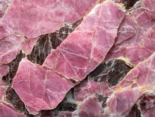 Poster - Captivating close up of vibrant pink rhodochrosite mineral stone revealing intricate crystalline structure and texture for geological study