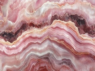 Poster - Captivating pink onyx stone texture with layered patterns and natural veining creating a mesmerizing geological formation