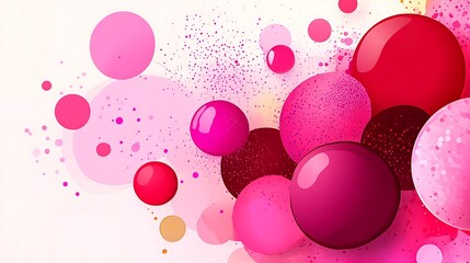 Poster - Abstract Celebration with Pink Spheres and Bubbles on Light Background