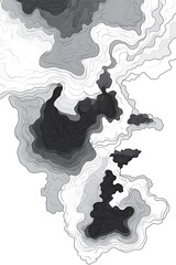 Poster - Abstract topography with grayscale contours creates a dramatic landform visual