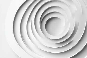 Poster - Abstract white concentric circles creating a mesmerizing pattern of depth and dimension elegant smooth texture minimal style clean background creative design