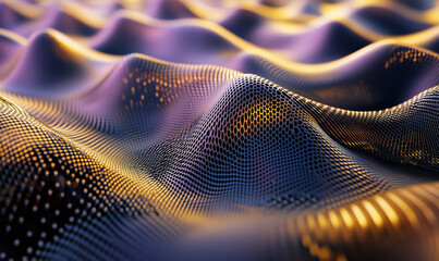 Poster - Abstract wave patterns, vibrant colors, 3D mesh design, smooth surface, intricate details, light reflections
