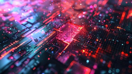Poster - Explore a dynamic abstract representation of cyberspace, featuring vibrant colors and intricate patterns that evoke a futuristic digital environment.