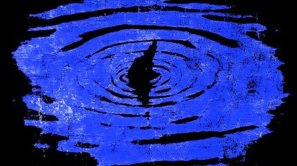 Poster - Stylized Ripples on Blue Water Artistic Texture with Black Background