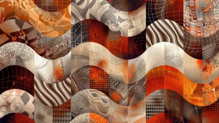 Poster - Experience a captivating blend of color and texture in this abstract digital art pattern, featuring warm tones and dynamic wave-like forms ideal for various design projects.
