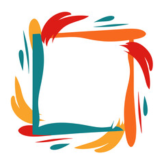 Poster - a frame is crafted with vivid brushstrokes and shapes in diverse hues. This abstract artwork is ideal for incorporating text or images within vector cartoon illustration