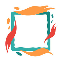 Poster - A square brush strokes painting frame with abstract colorful design vector cartoon illustration