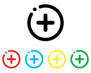 Poster - Add icon vector. Plus icon sign symbol in trendy flat style. Set elements in colored icons. Medical cross vector icon illustration isolated on white background