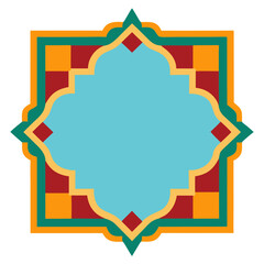 Poster - a colorful geometric design with a central turquoise space. The design features intricate patterns and vibrant colors, typical of a graphic resource vector illustration