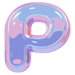Poster - a 3D-rendered iridescent letter 