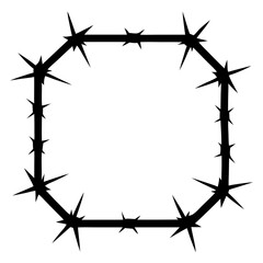 Poster - an octagonal black frame design composed of thorny elements. The design is minimalist, consisting only of black lines vector illustration