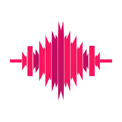Poster - abstract illustration of pink sound wave with a symmetrical design