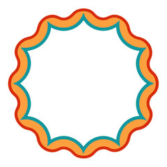 Poster - an abstract frame with a unique scalloped edge design. It is composed of vibrant orange, blue, and red hues vector illustration
