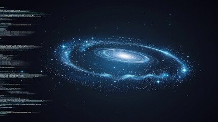 Poster - Celestial Vortex: An artistic representation of a spiral galaxy, swirling with glowing stars and cosmic dust, set against the vast darkness of space.