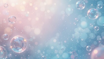 Poster - Floating bubbles and soft background abstract art digital illustration bright colors dreamy atmosphere creative concept