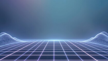Poster - Digital grid visualization concept virtual space 3d rendering futuristic environment wide angle view technology and innovation