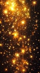 Poster - Captivating golden starbursts against dark background creating a magical and festive atmosphere perfect for celebration and holiday themed designs