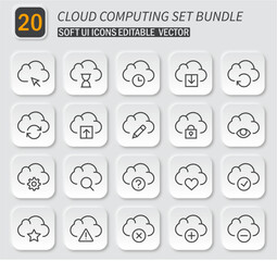 Poster - Modern Cloud Computing Icons Set with Editable Vector Elements for Web Design