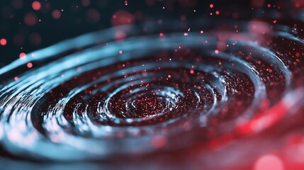 Poster - Colorful water droplets create ripples in a serene environment during a tranquil moment at dusk