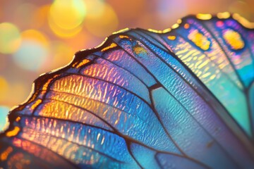 Aufkleber - Detailed close-up of a butterfly wing showcasing vibrant color patterns and intricate textures in natural light