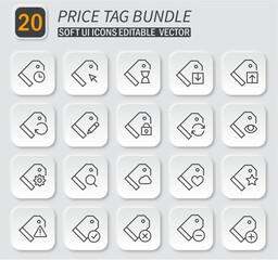 Fototapete - Elegant Price Tag Icon Set: Minimalist Vector Bundle for Modern UI Design