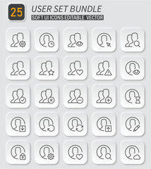 Fototapete - Versatile User Account Icons Set with Soft UI Design for Modern Interface