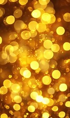 Poster - Golden yellow lights creating a soft and smooth bokeh effect background