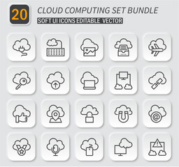 Poster - Versatile cloud computing icon collection, editable vector graphic elements, minimalist and modern design
