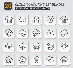 Poster - Neumorphic Cloud Computing Icon Set for Interface Design and Development Projects