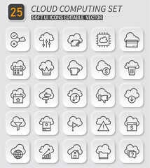 Fototapete - Comprehensive collection of cloud computing vector icons for modern digital interfaces