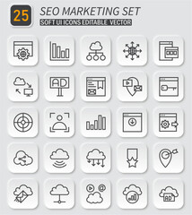Poster - Sophisticated Line Style Vector Icon Set for SEO Marketing and Digital Promotion