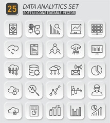 Aufkleber - Modern Data Analytics Icons Collection, Soft UI Style Vector Graphic Elements