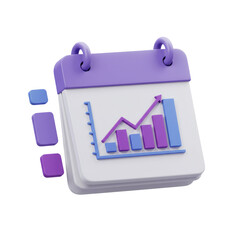 Poster - 3D Render of Purple and White Calendar with Upward Trending Bar Graph
