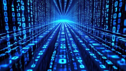 Fototapete - Digital Matrix Tunnel, Journey into the Virtual Realm