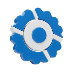 Poster - Blue And White 3D Gear Icon On Transparent Background