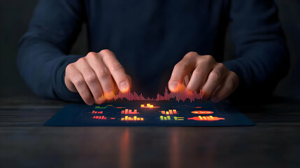 Poster - Investor Reviewing Financial Data with Digital Graphs and Charts