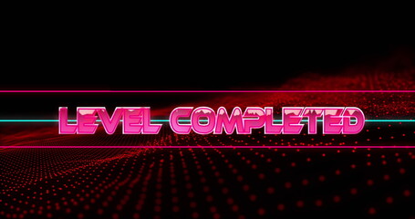 Poster - Image of level completed text on black background