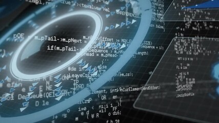 Aufkleber - Digital code and geometric shapes forming complex data processing animation