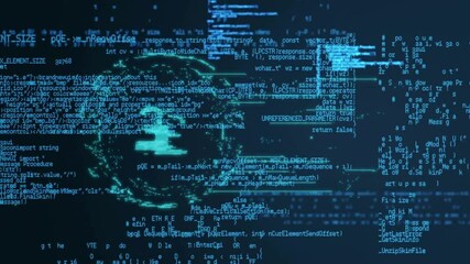Aufkleber - Digital code and data processing animation forming abstract human face