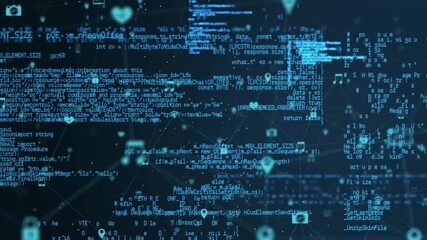 Aufkleber - Digital code and network connections forming complex data processing animation