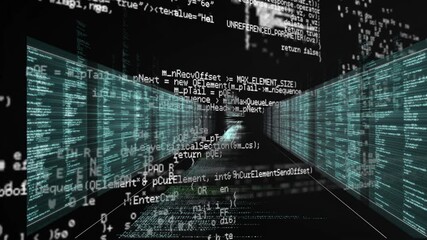 Aufkleber - In school, animation of digital data streams flowing through futuristic corridor