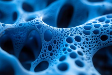 Fototapete - Exploration of intricate blue patterns resembling biological structures in a close-up view