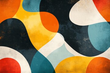 Aufkleber - Modern abstract art featuring bold colors and dynamic shapes creates a vibrant atmosphere in a contemporary setting