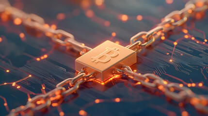 Poster - Glowing Encryption Technology and Blockchain Concept in Abstract Art