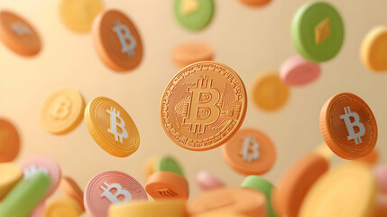 Poster - Abstract 3D Visualization of Bitcoin and Contactless Technology