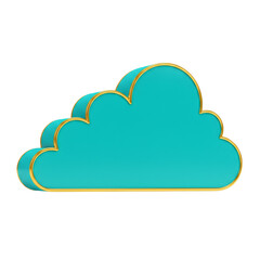 Poster - Teal Cloud with Gold Outline 3D Render