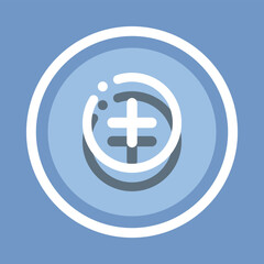 Poster - Add icon vector. Plus icon sign symbol in trendy flat style. Medical cross icon image, Medical cross icon illustration isolated on blue background